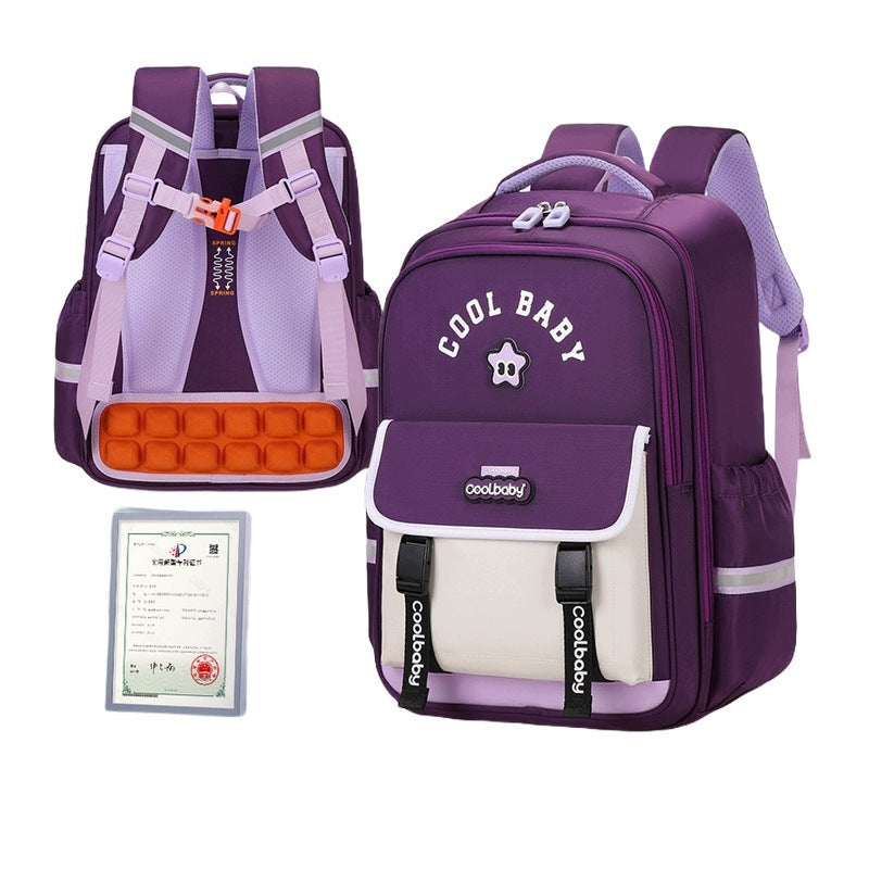 School Backpack For Students 1-6 Years Purple Large Lightweight Relieving