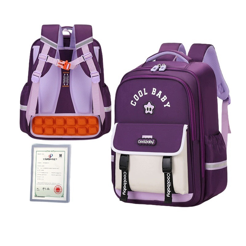 School Backpack For Students 1-6 Years Purple Light Relieving Large