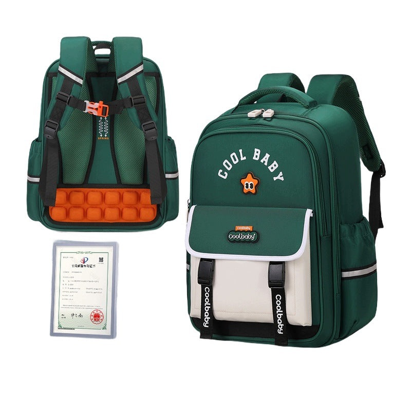 School Backpack For Students 1-6 Years Small Dark Green Light Relieving