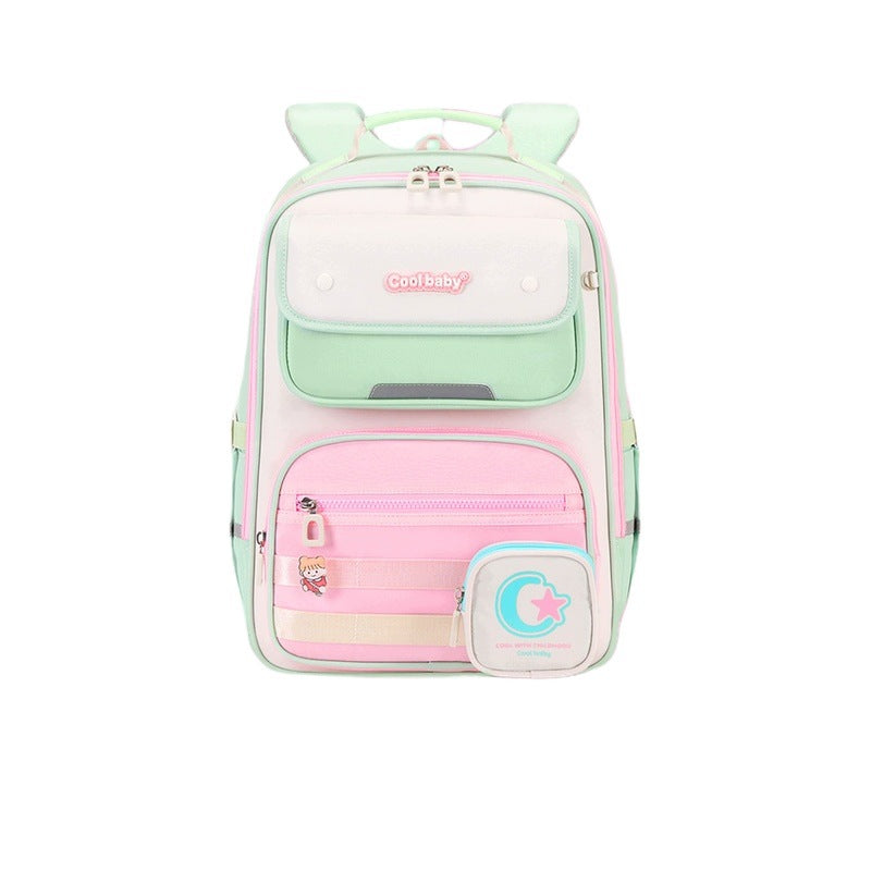 School Backpack For Students 3-6 Classes Light Relieving Red-Green