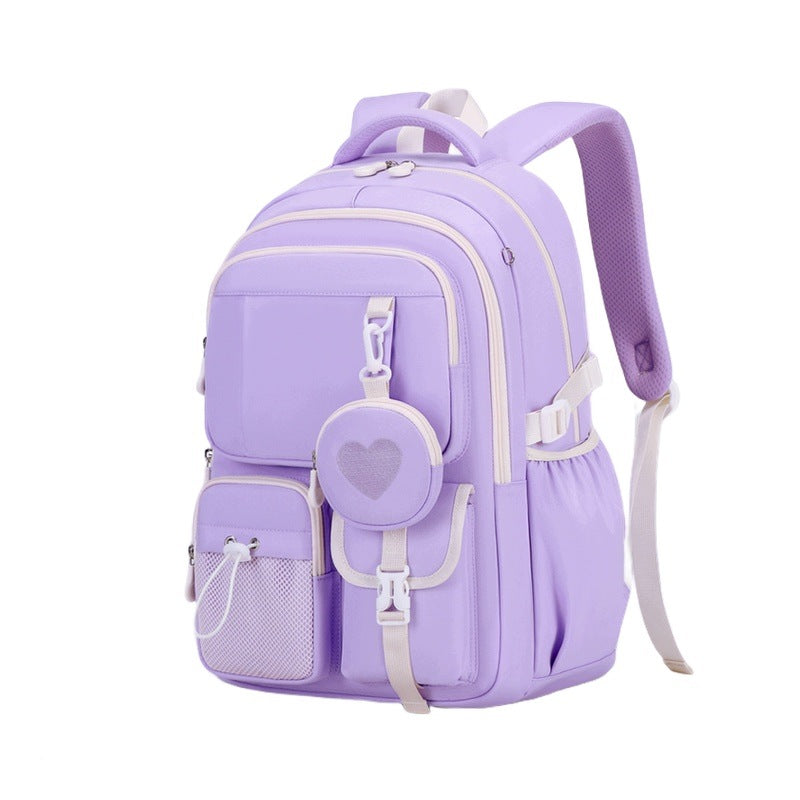 School Backpack For Students Large Capacity Purple Resistance Without