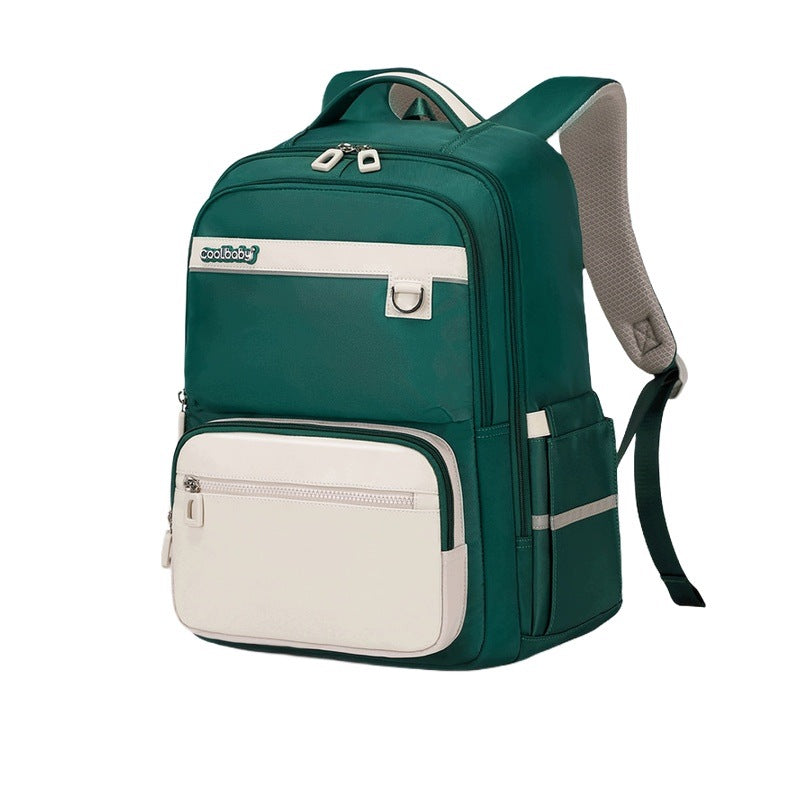 School Backpack For Students Medium And Higher Green And White Super Lightweight