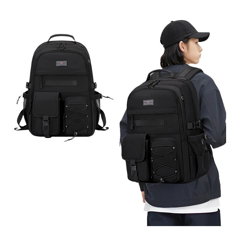 School Backpack For Teenagers Black Large Capacity Water Resistance