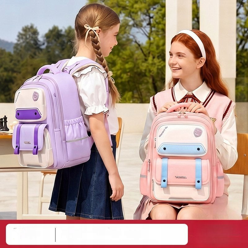 School Backpack Kids Boys Girls Purple Small Print Lightweight Brand no brand