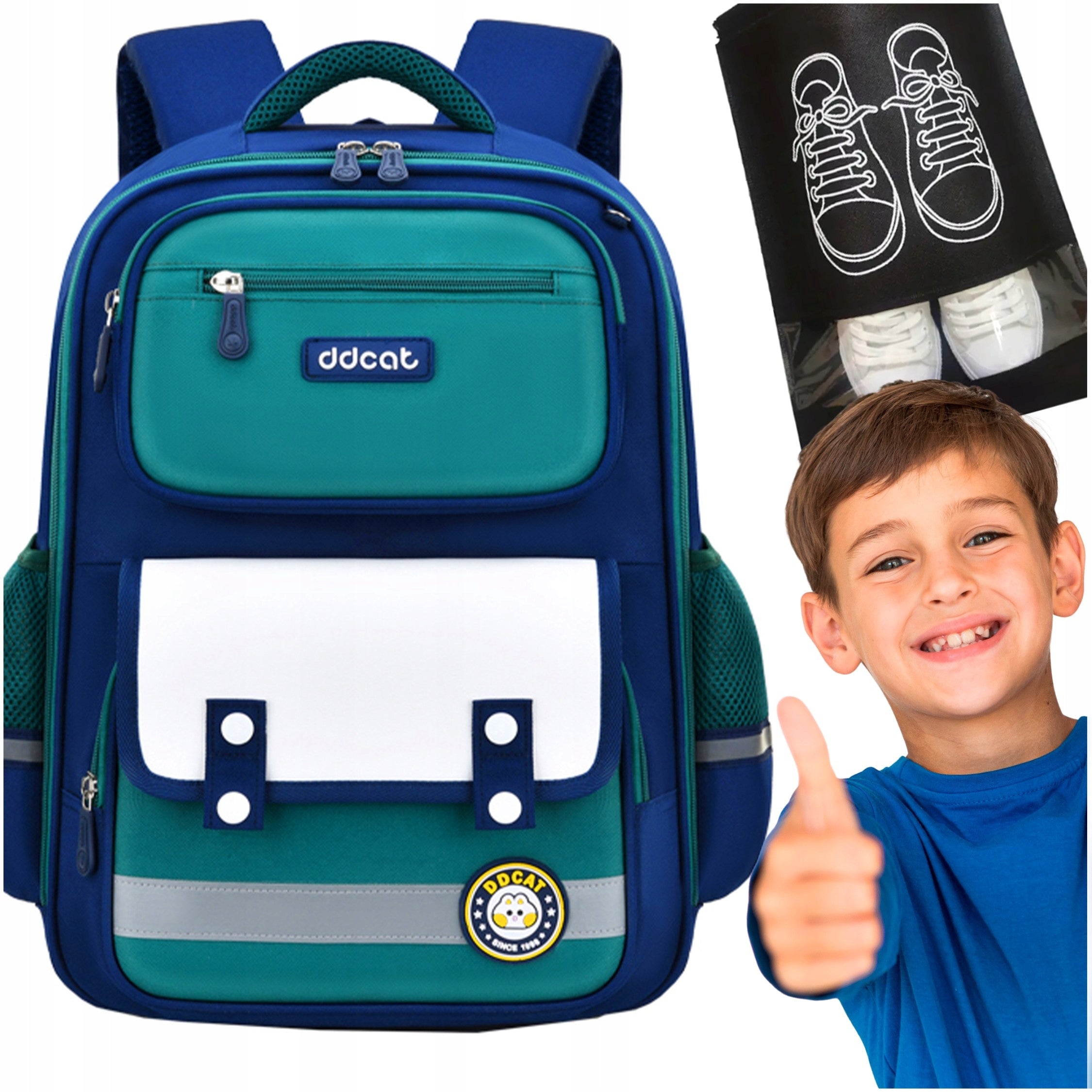 School Backpack Satchel Organizer Strong Spacious + Shoe Bag