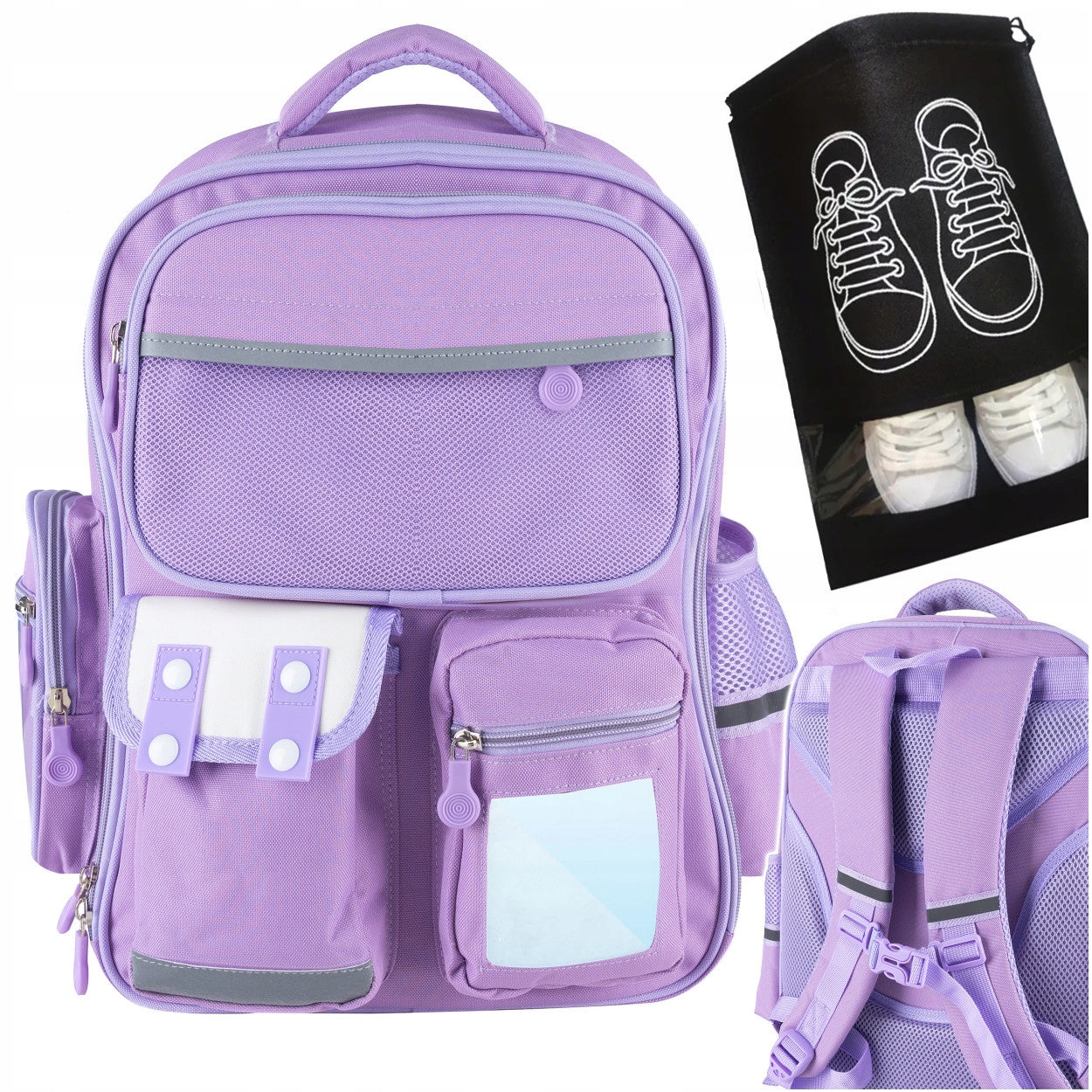 School Backpack School Bag Organizer Strong Spacious + Shoe Bag Packaging status original