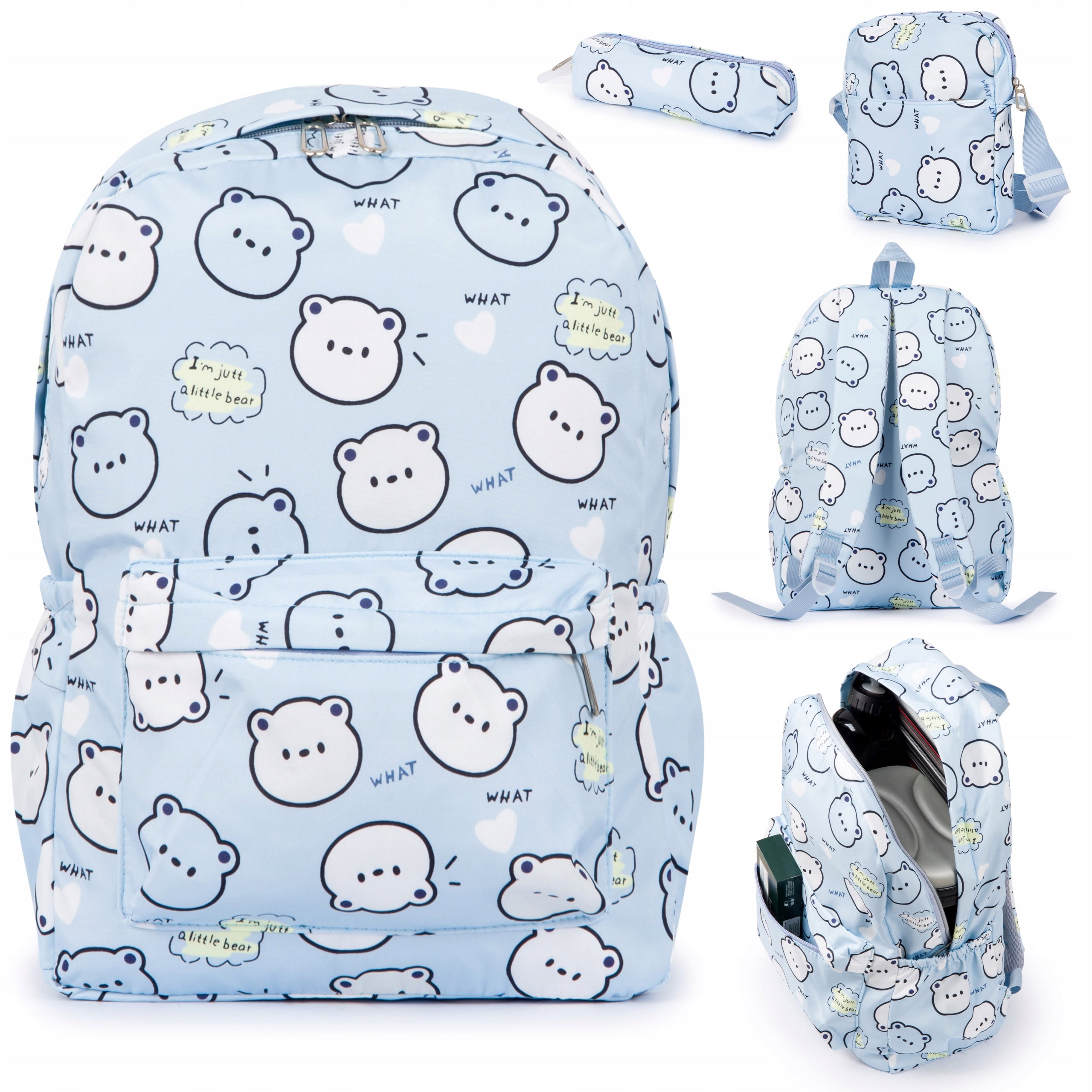 School Backpack Schoolbag Teddy Bear Set Pencil Case + Sachet Class 1-3