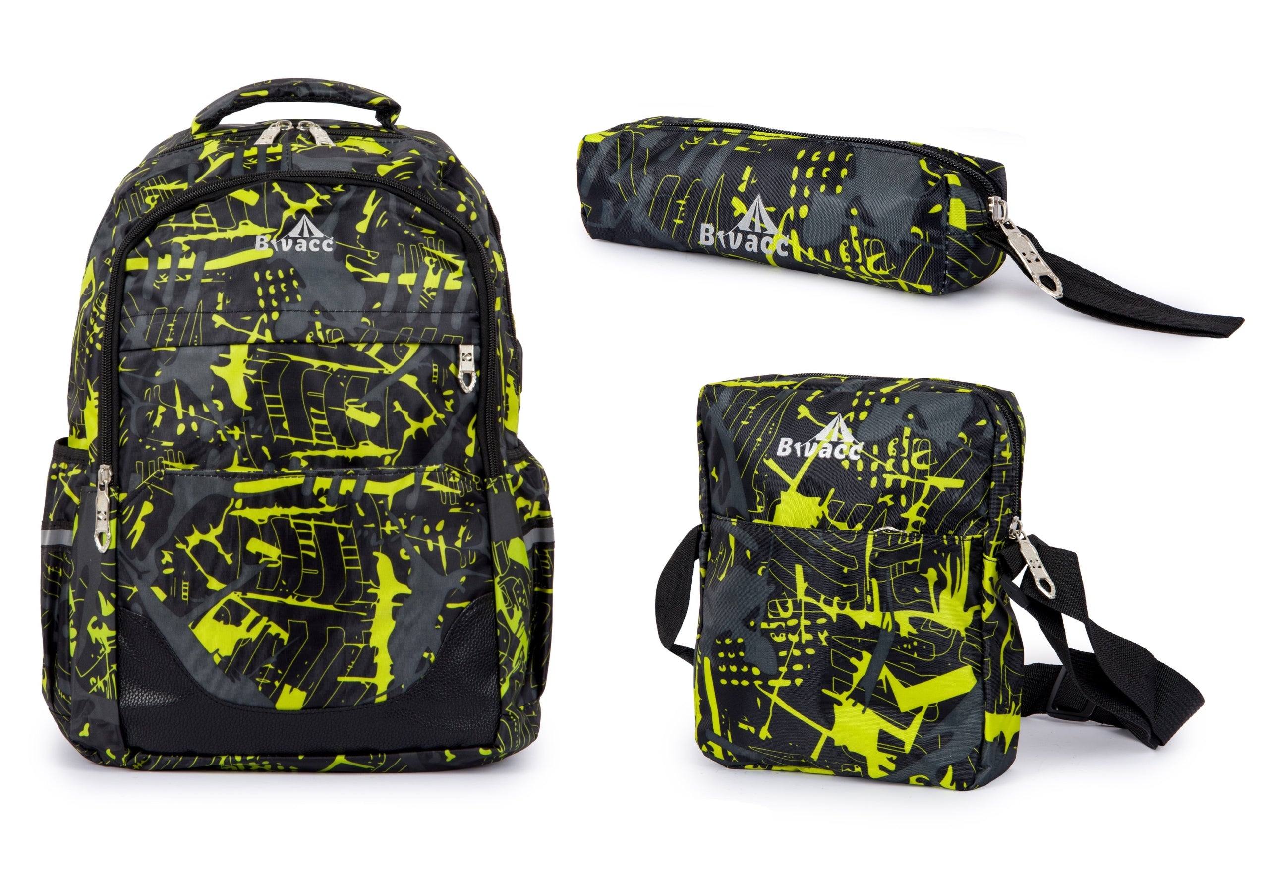 School Backpack Set +Pen + USB Sachet Youth Urban Reflectors Packaging status original