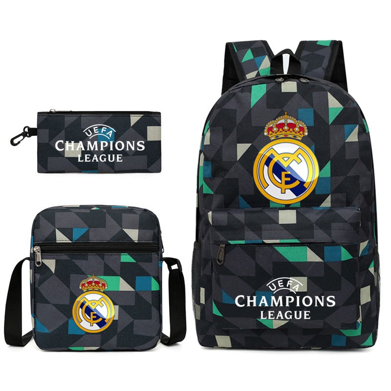 School Backpack Soccer Club Backpack Set: 3-in-1 Lunch Bag and Pencil Case Packaging status original