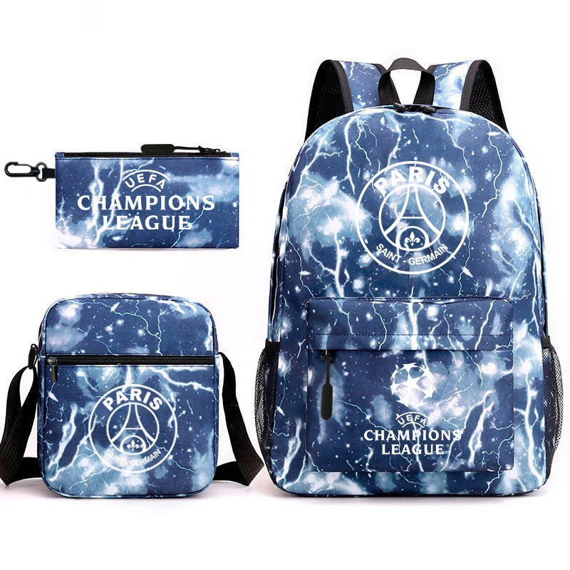 School Backpack Soccer Club Backpack Set: 3-in-1 Lunch Bag and Pencil Case Packaging status original