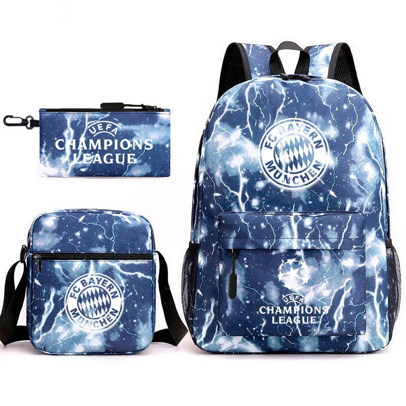 School Backpack Soccer Club Backpack Set: 3-in-1 Lunch Bag and Pencil Case Packaging status original