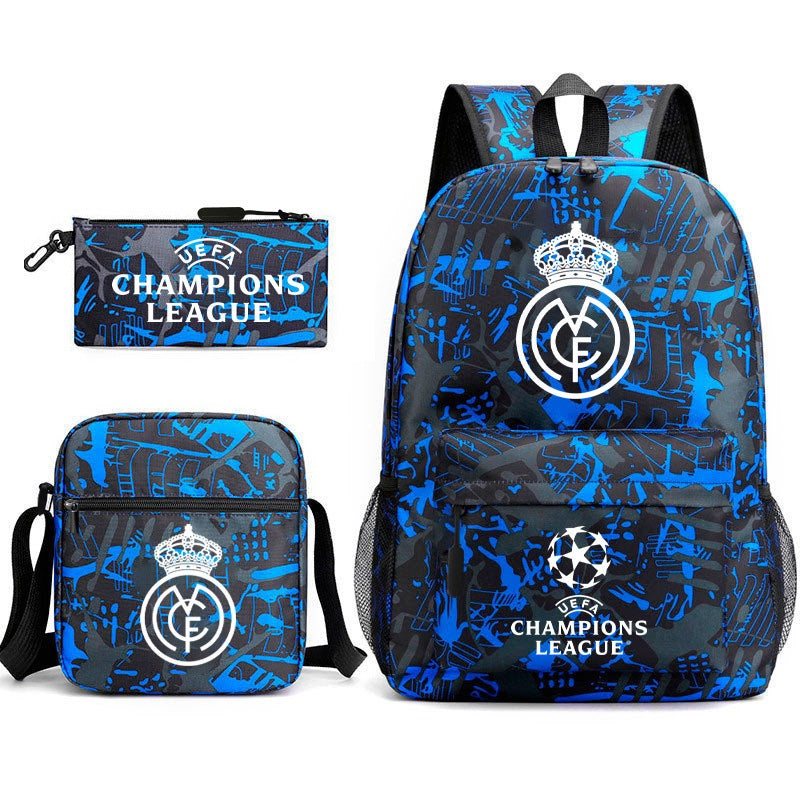 School Backpack Soccer Club Backpack Set: 3-in-1 Lunch Bag and Pencil Case
