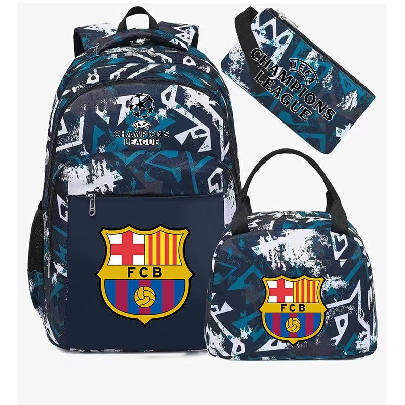 School Backpack Soccer Club Backpack Set: 3-in-1 Lunch Bag and Pencil Case