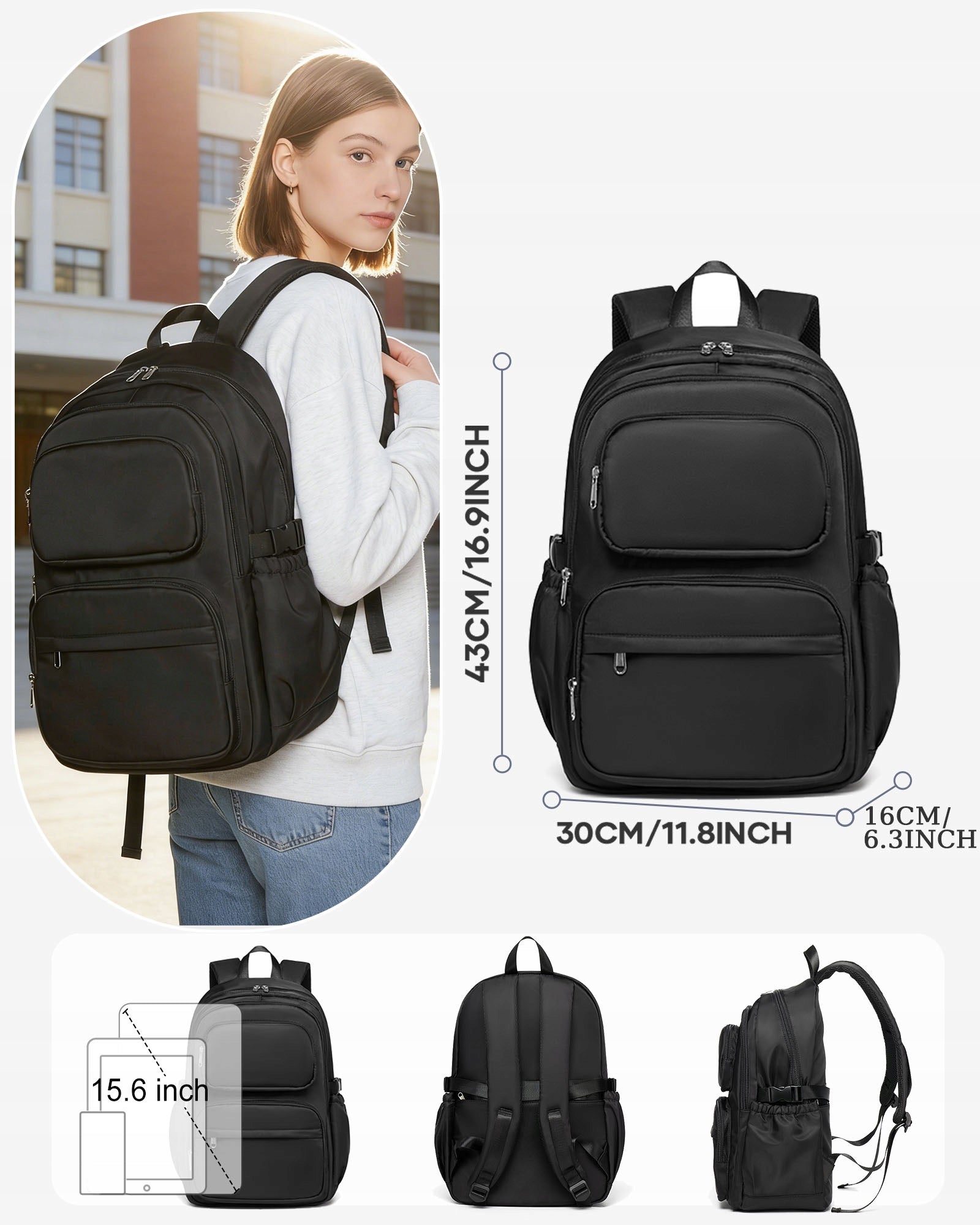 School Backpack Teen Girls boy A4 Large Capacity Laptop Backpack 15.6 inch Kind school
