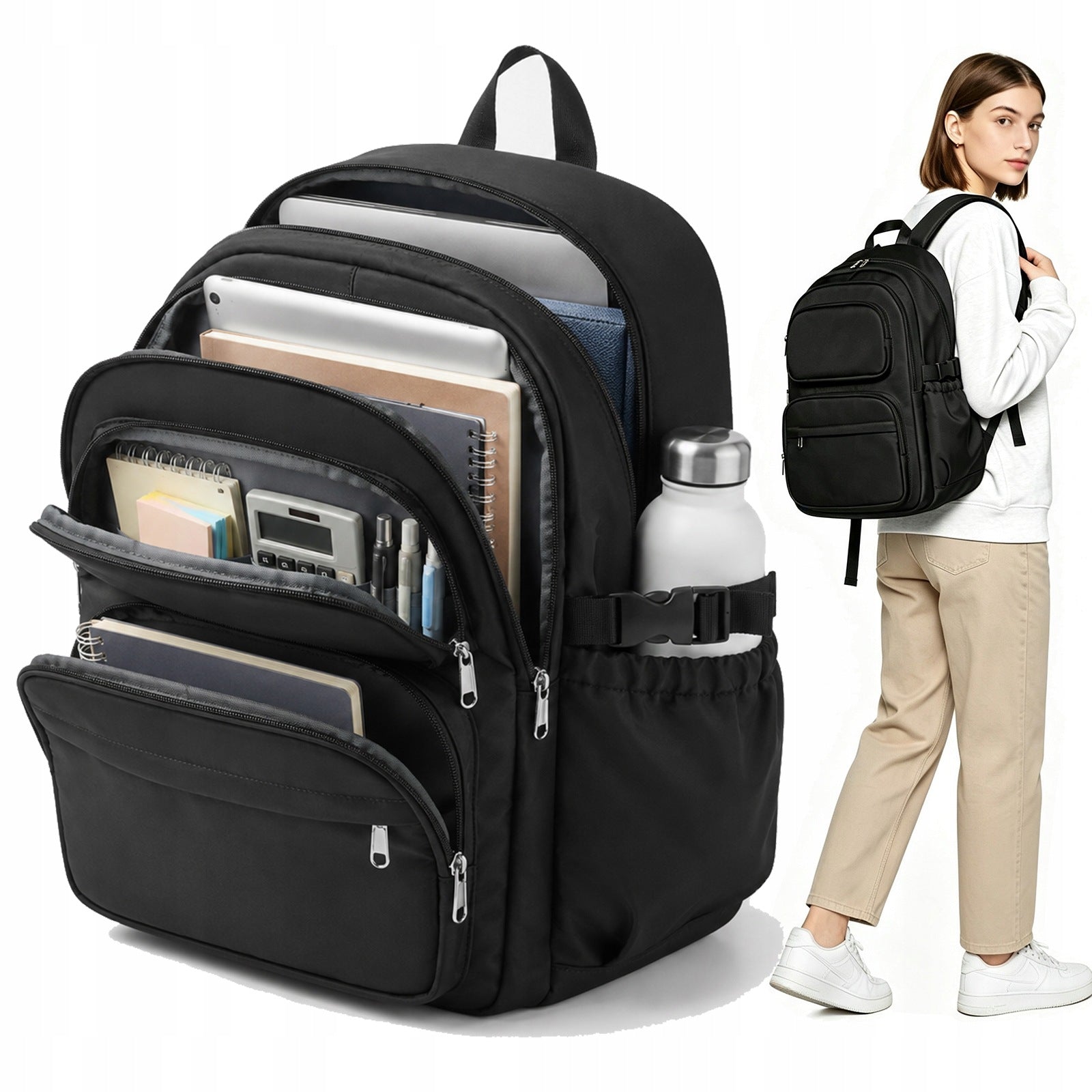 School Backpack Teen Girls boy A4 Large Capacity Laptop Backpack 15.6 inch