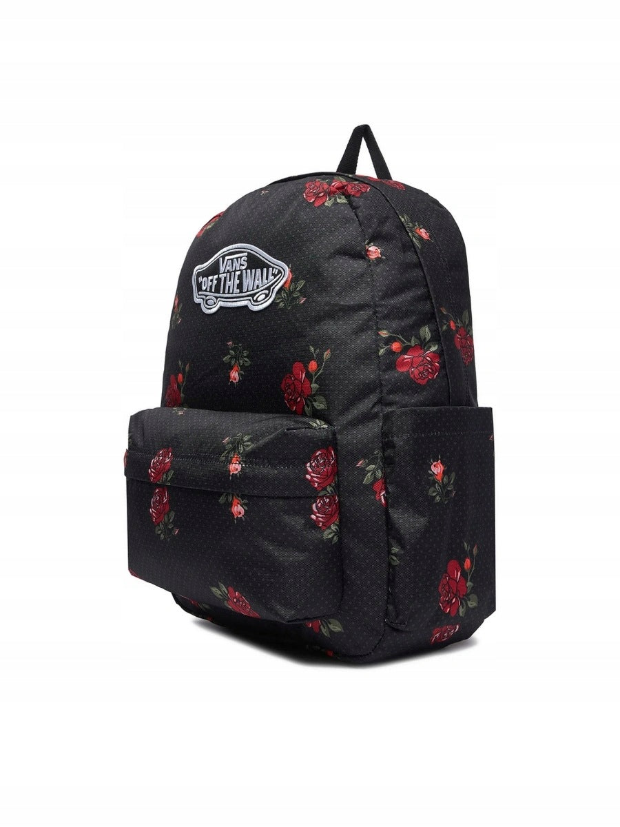 School Backpack Vans Old Skool Classic Backpack Black 22L Black Roses Flowers Packaging status original