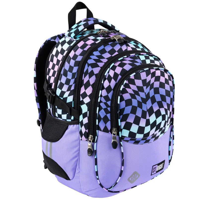 School Backpack Youth 4-Chamber St. Right BP-01 WAVY CHESSBOARD