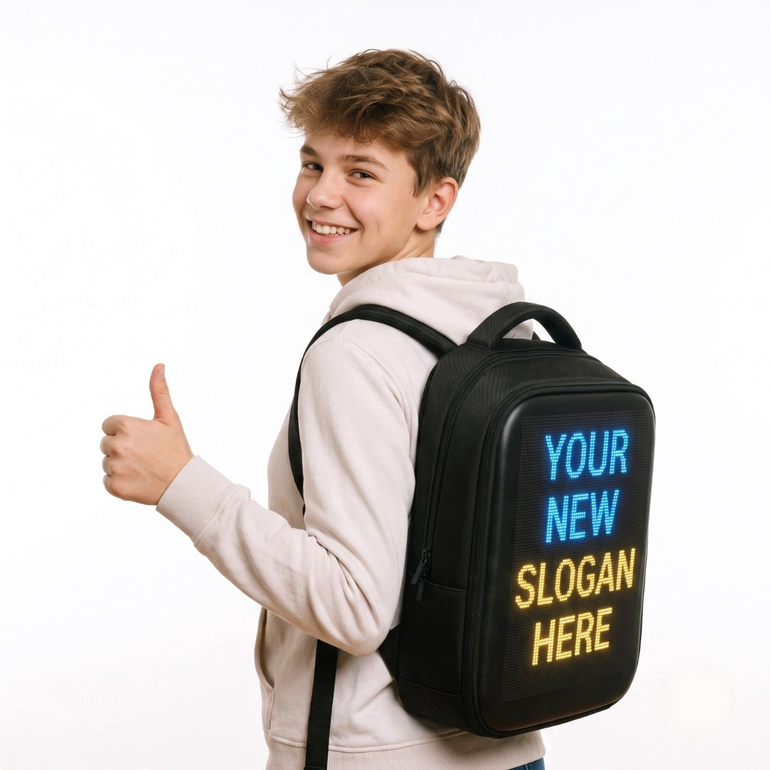 School Backpack Youth Black LED Display Bluetooth App Packaging status original