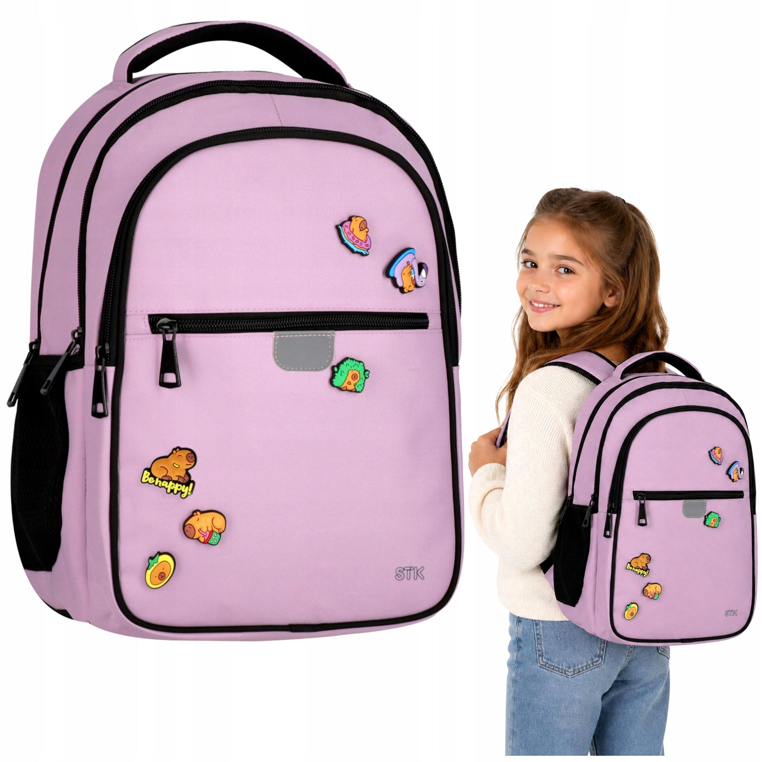 School Backpack Youth Class 3+ For Girls Multi-Chamber Kapibara