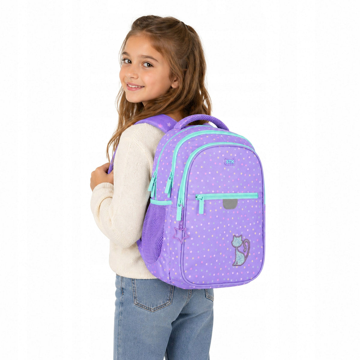 School Backpack Youth Class 3+ For Girls Multi-Chamber Kitten Brand A-R