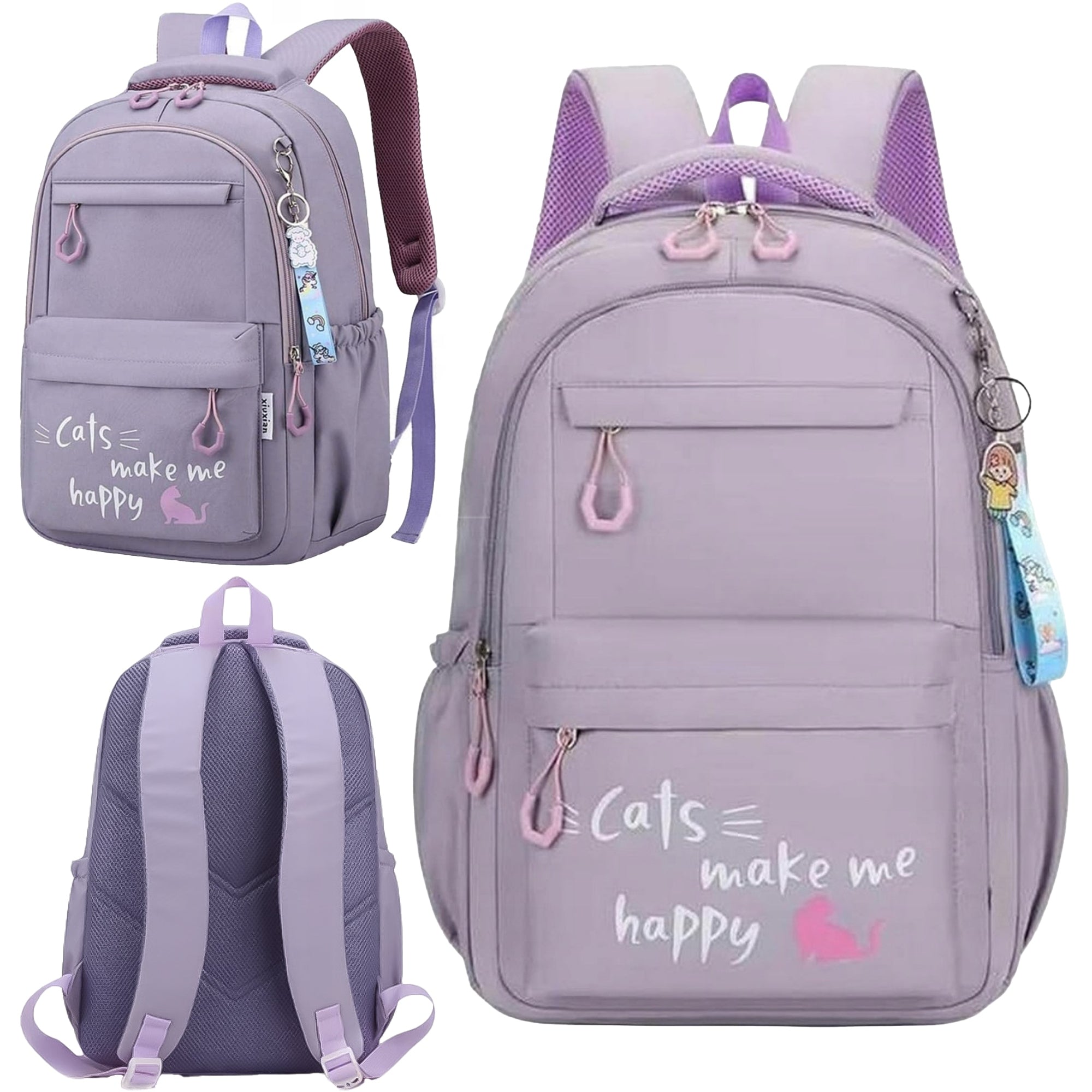 School Backpack Youth Purple Urban Sports with Keychain