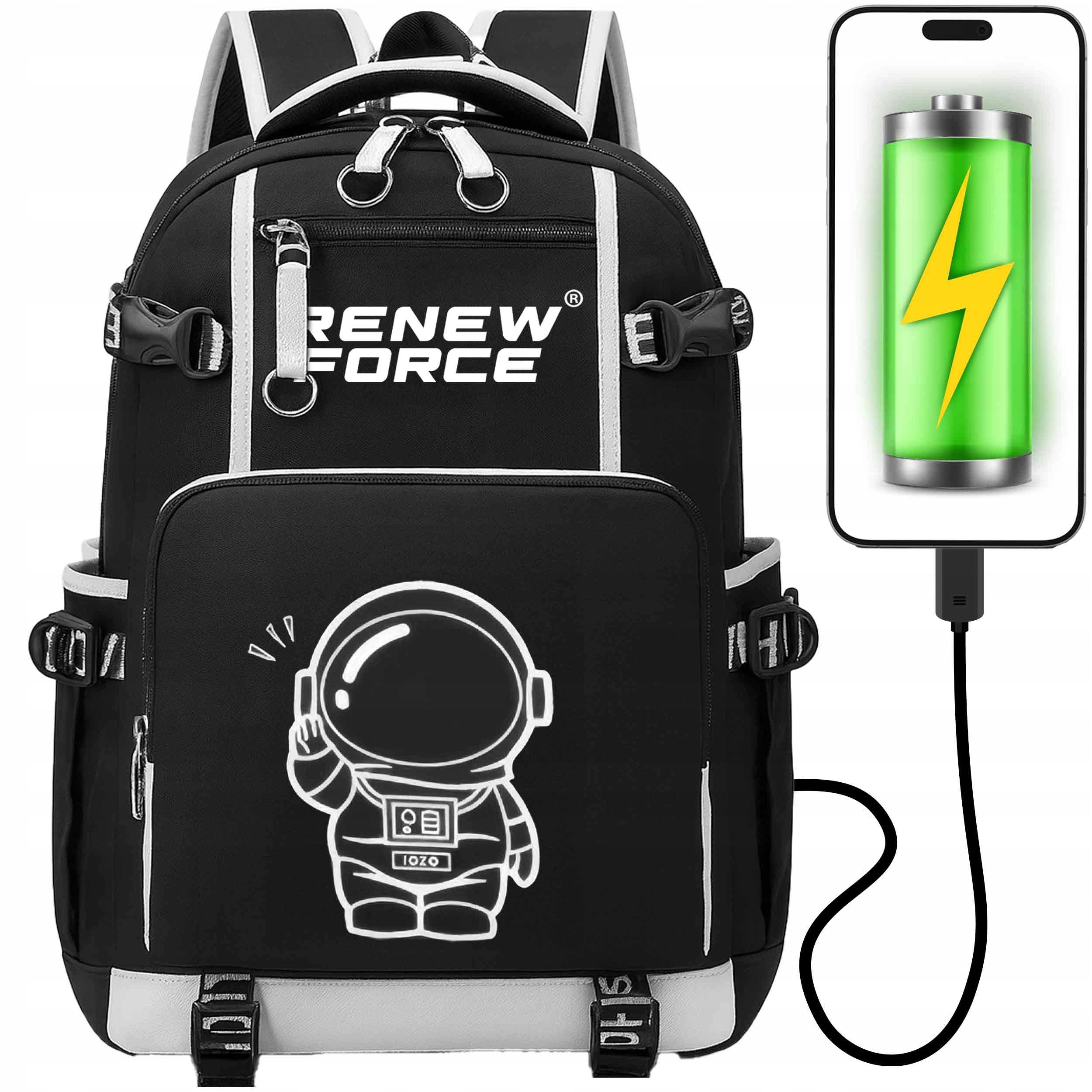 School Backpack Youth SOLID Satchel FOR BOY ASTRONAUT Black