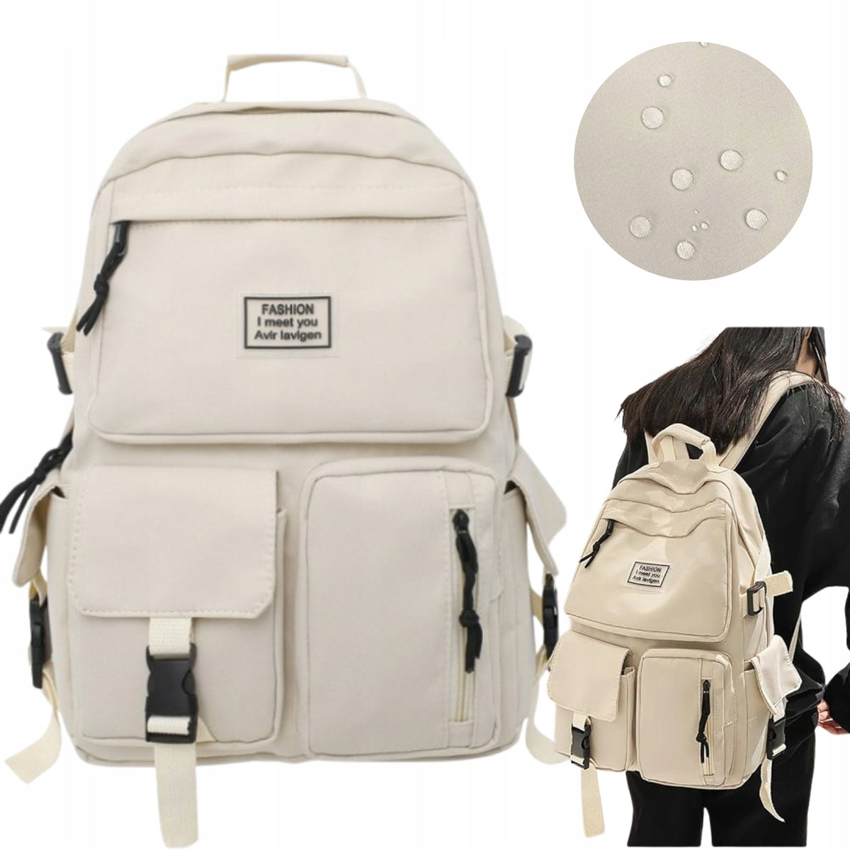 School Backpack Youth Sports Universal School Satchel Beige