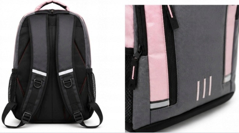 School Backpack Youth Urban Ergonomic Reflective Pink-Grey Brand no brand