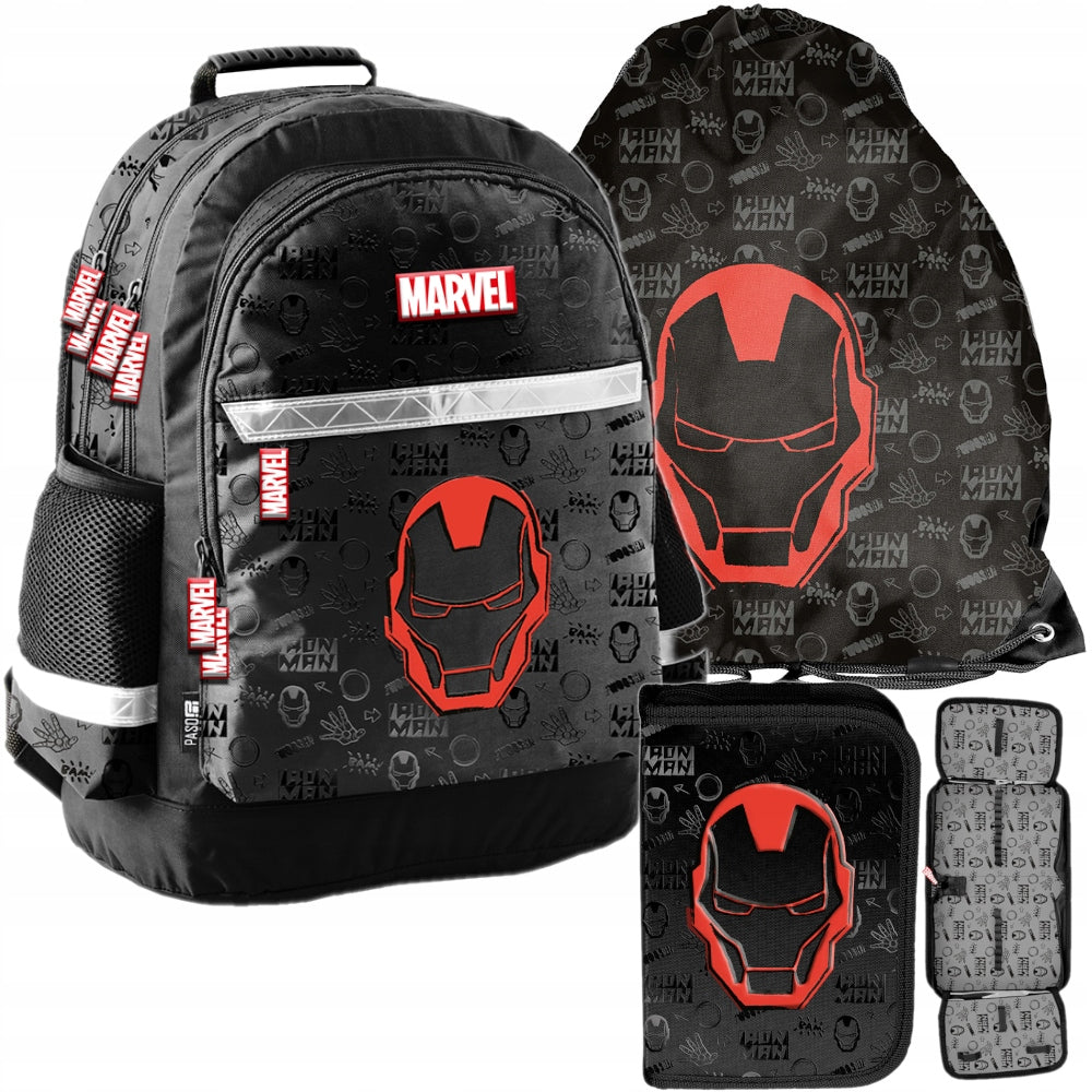 School Backpack for Boy Satchel Marvel Avengers Ironman Set