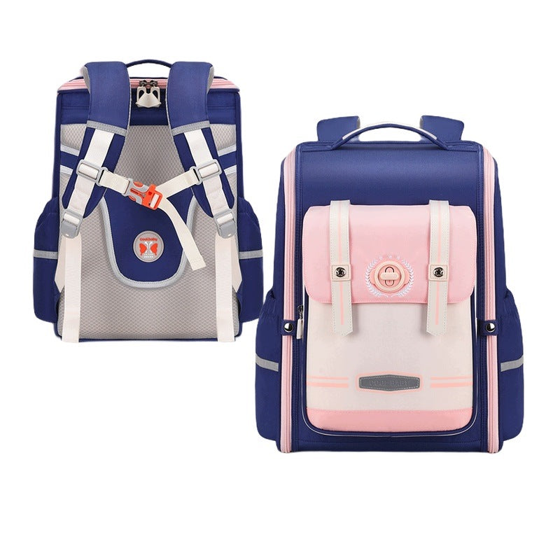 School Backpack for Boys and Girls Blue Pink Lightweight