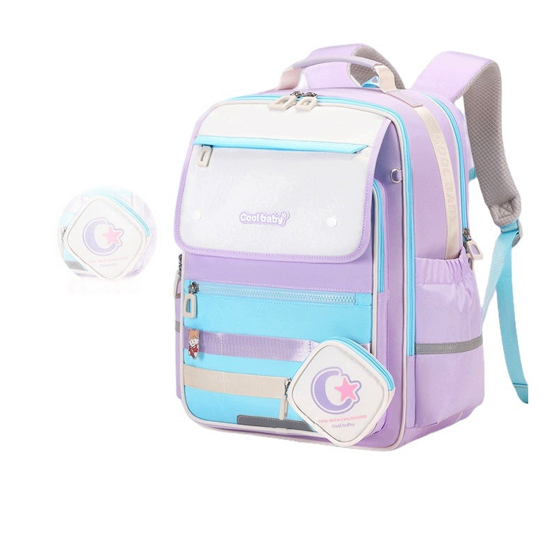 School Backpack for Boys and Girls Purple-Blue Large