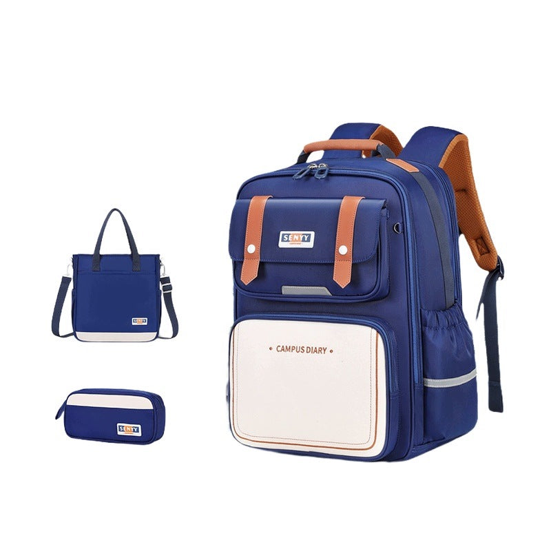 School Backpack for Children 1-2 Class Blue Set With Bag And Pencil Case