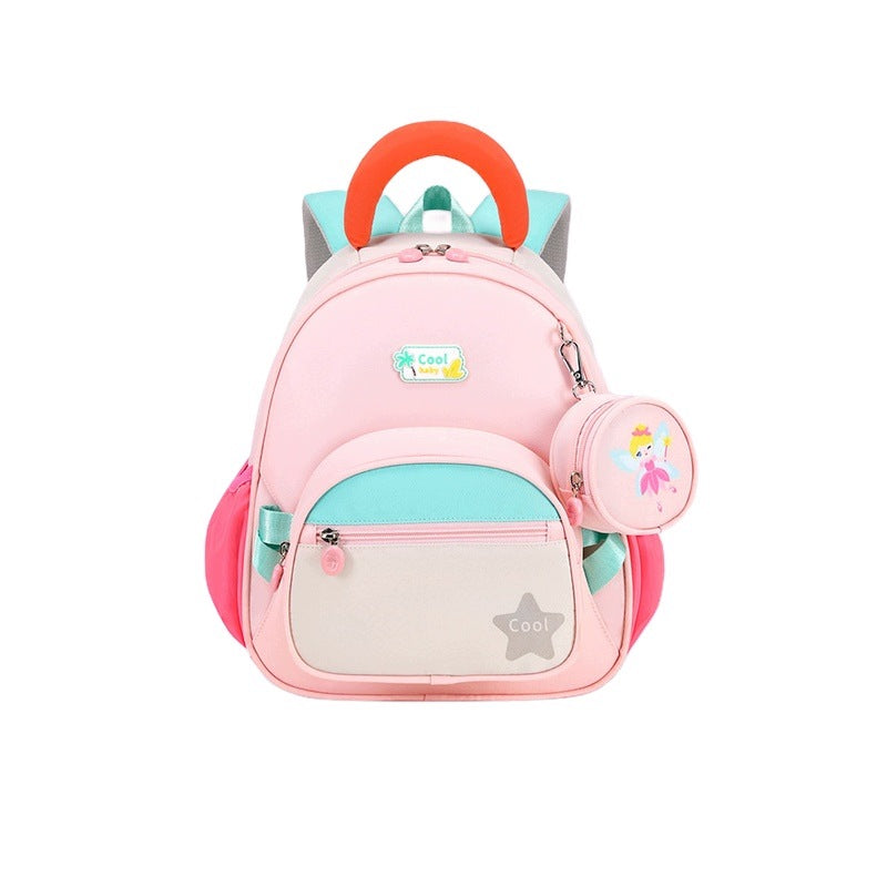 School Backpack for Children 3-4 Years Pink and Green Lightweight For Kindergarten