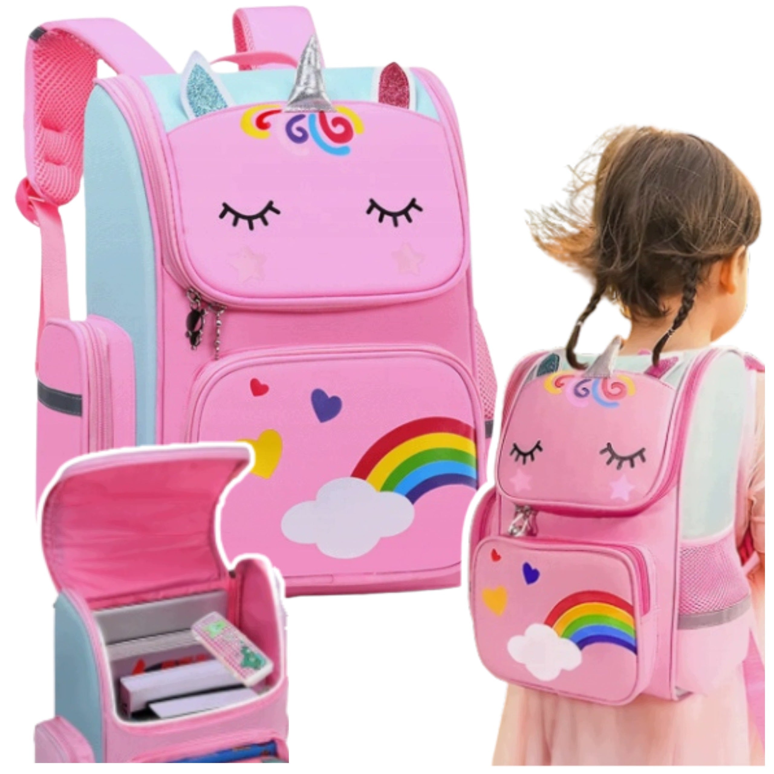 School Backpack for Girls Schoolbag for Class 1 3 Unicorn Packaging status original