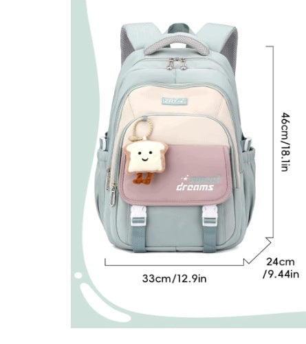 School Backpack for Girls Teenagers 34×24×47cm with Keychain Green Manufacturer code Plecak Szkolny dla Dziewczynki i Nastolatki
