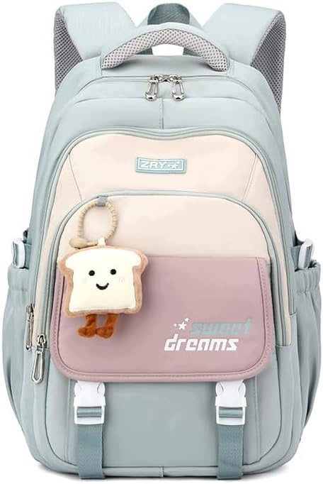 School Backpack for Girls Teenagers 34×24×47cm with Keychain Green