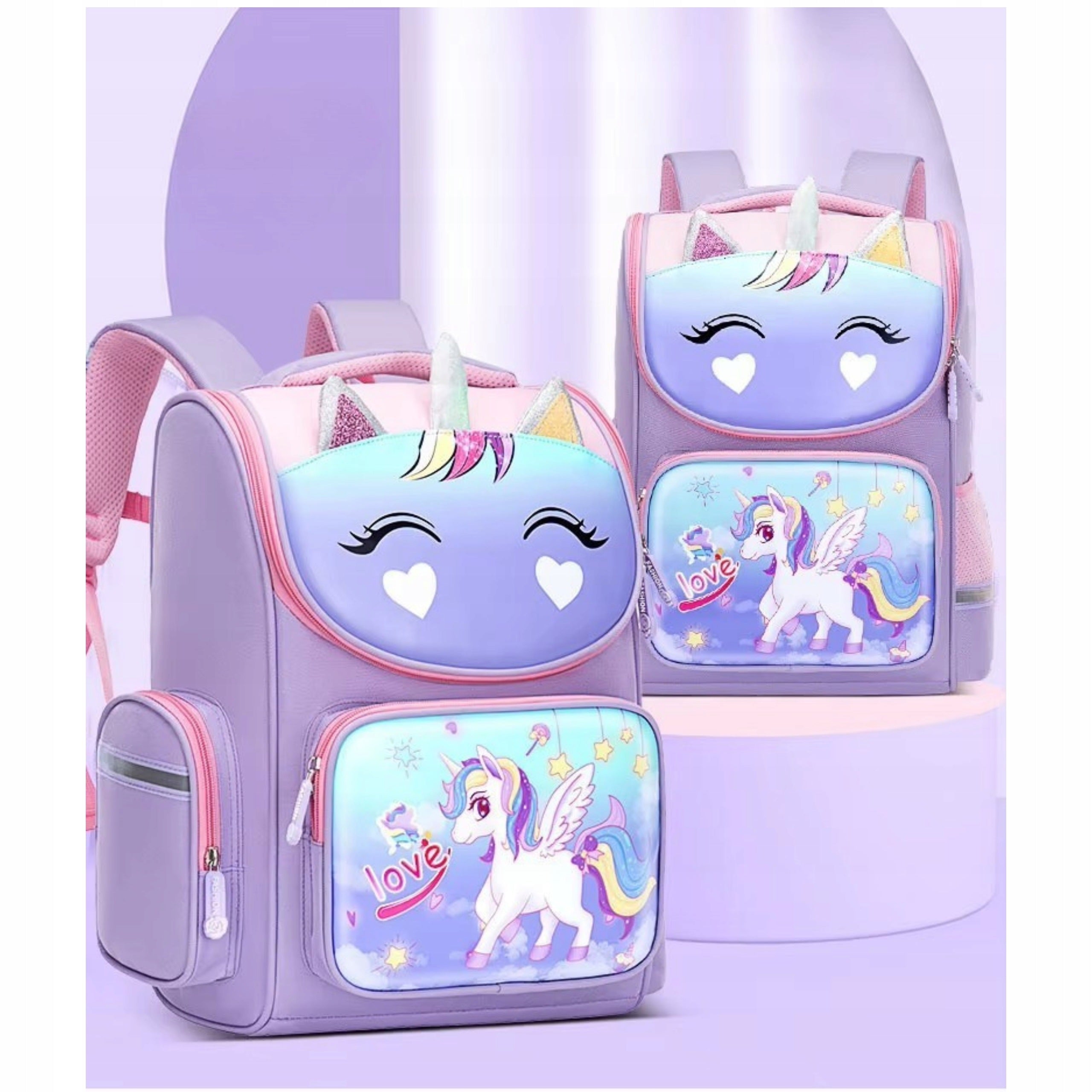 School Backpack for Girls pink for Class 1 3 Unicorn Pony colors Manufacturer code Plecak dla dziewczynki Tornister Kucyk LOVE