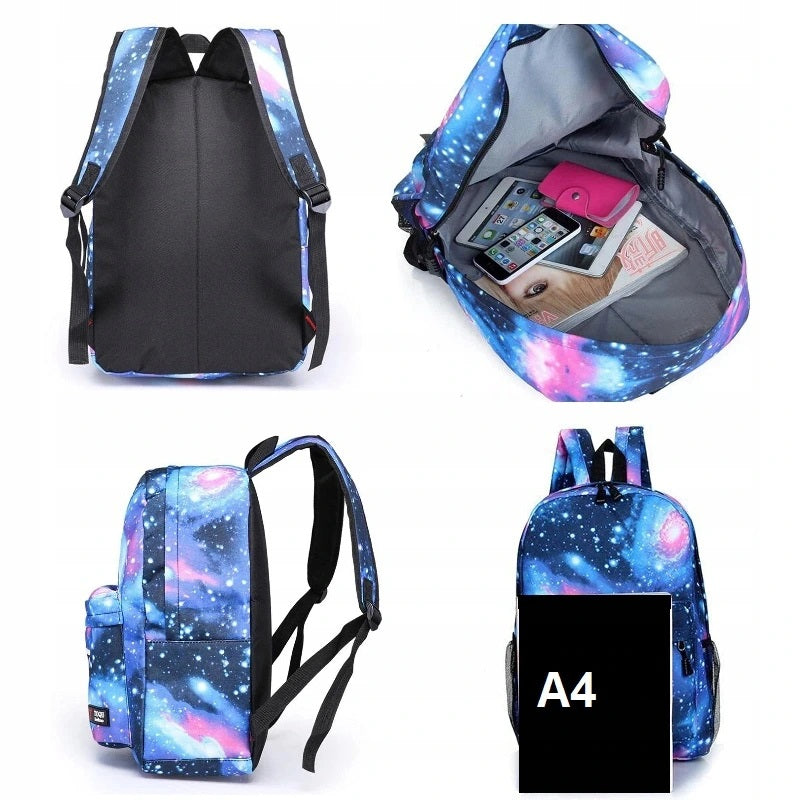 School Backpack in Space Pattern Galaxy Holds A4