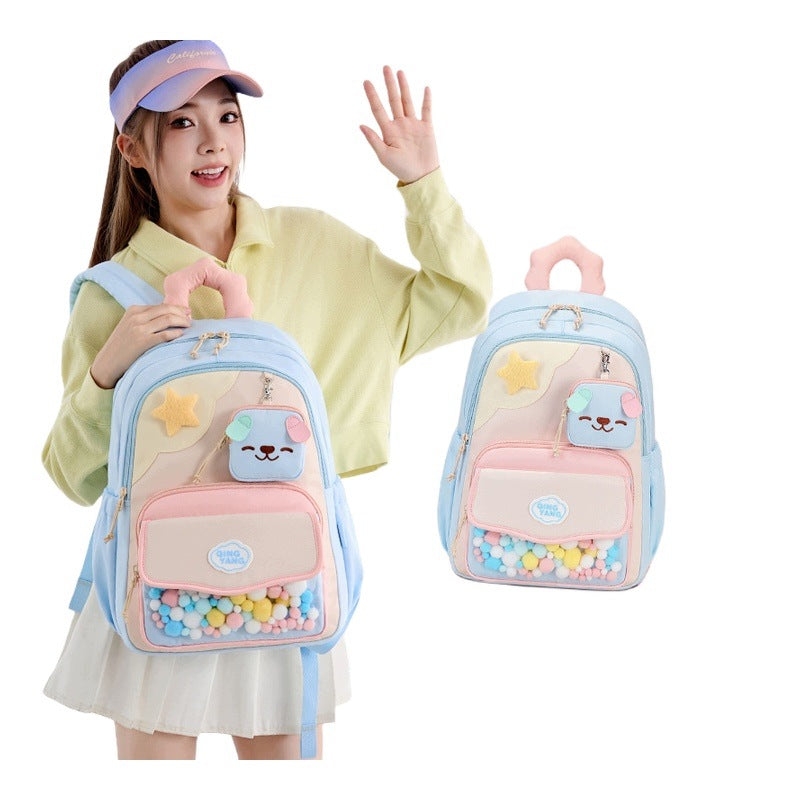 School Bag For Girls High School Water Blue Lightweight Large