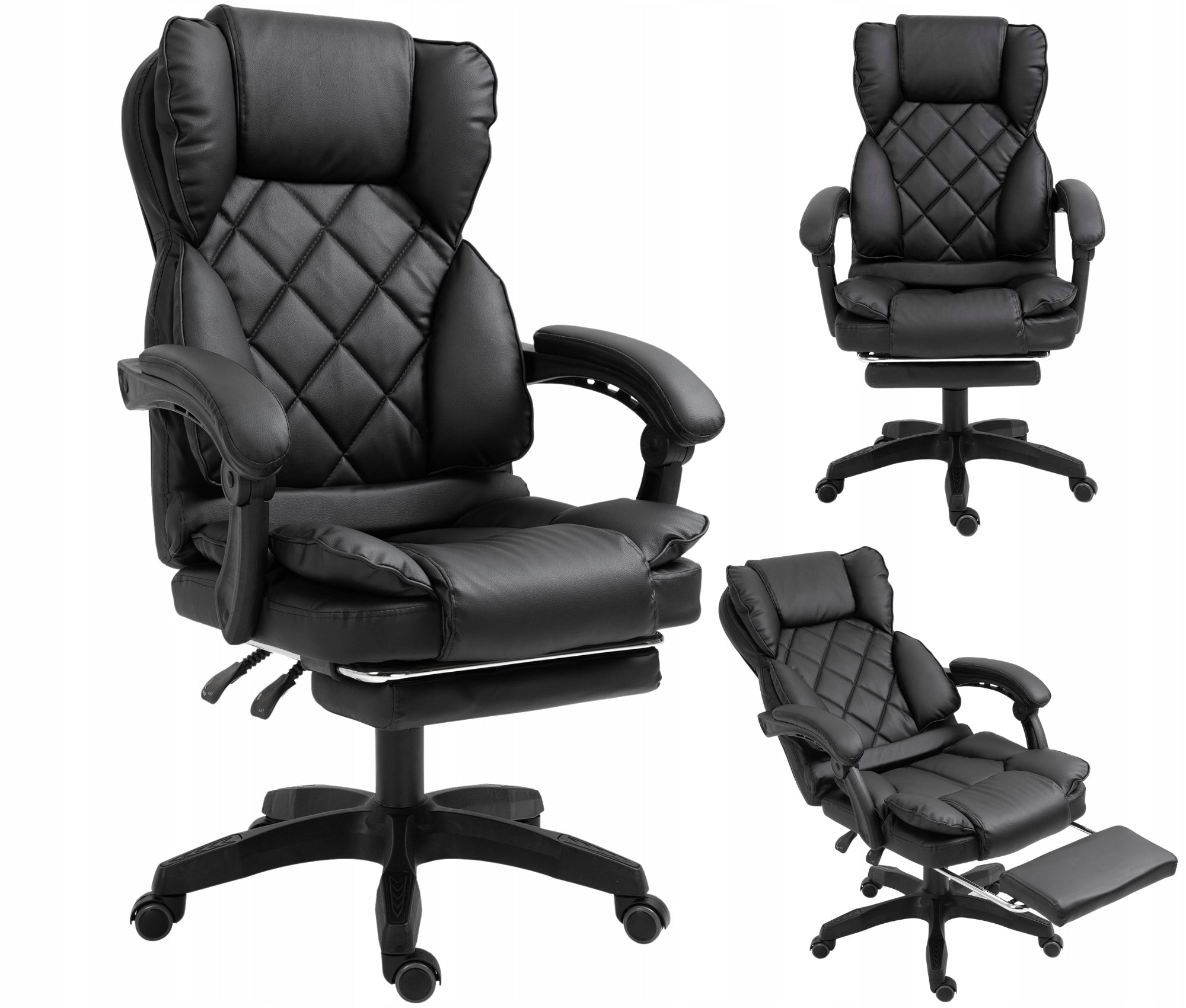 School Chair Swivel Chef Chair Under Desk Footrest Black