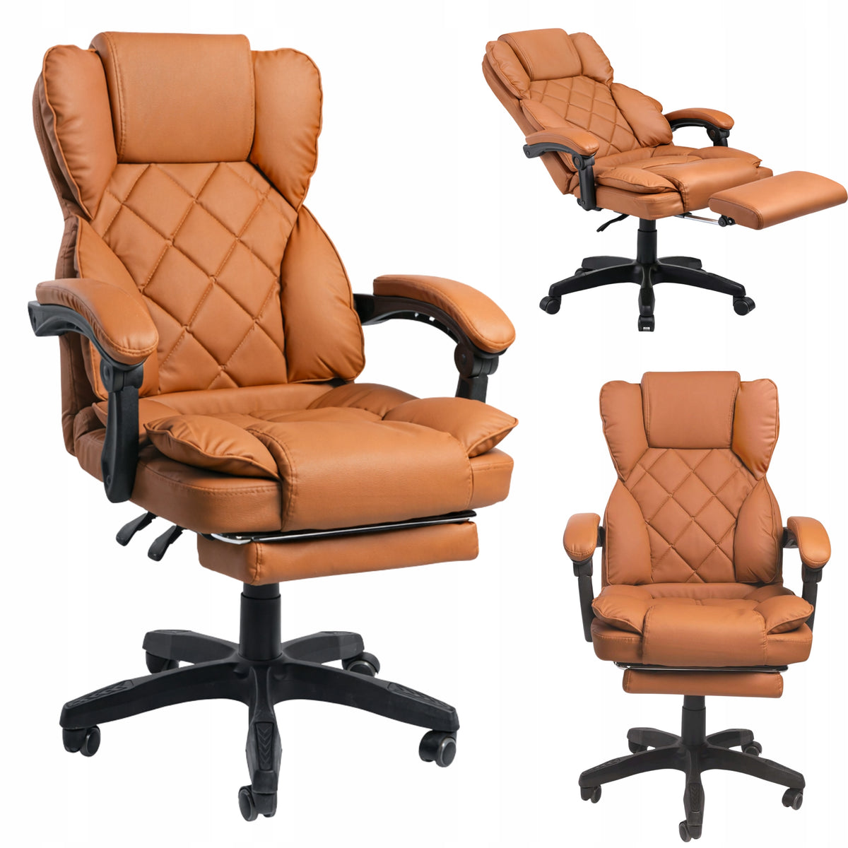 School Chair Swivel Desk Chair Footrest Light Brown