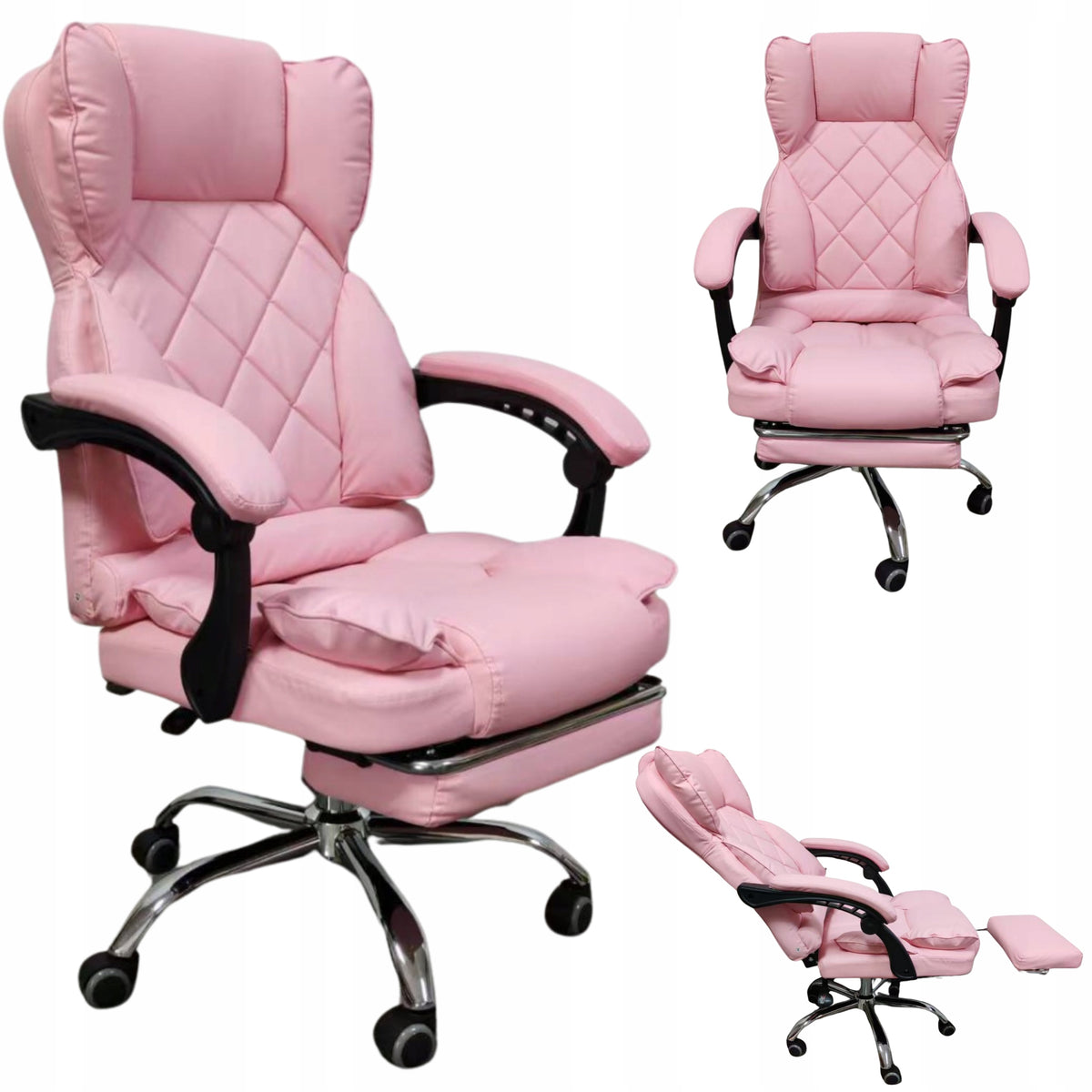 School Chair Swivel Desk Chair Footrest Pink