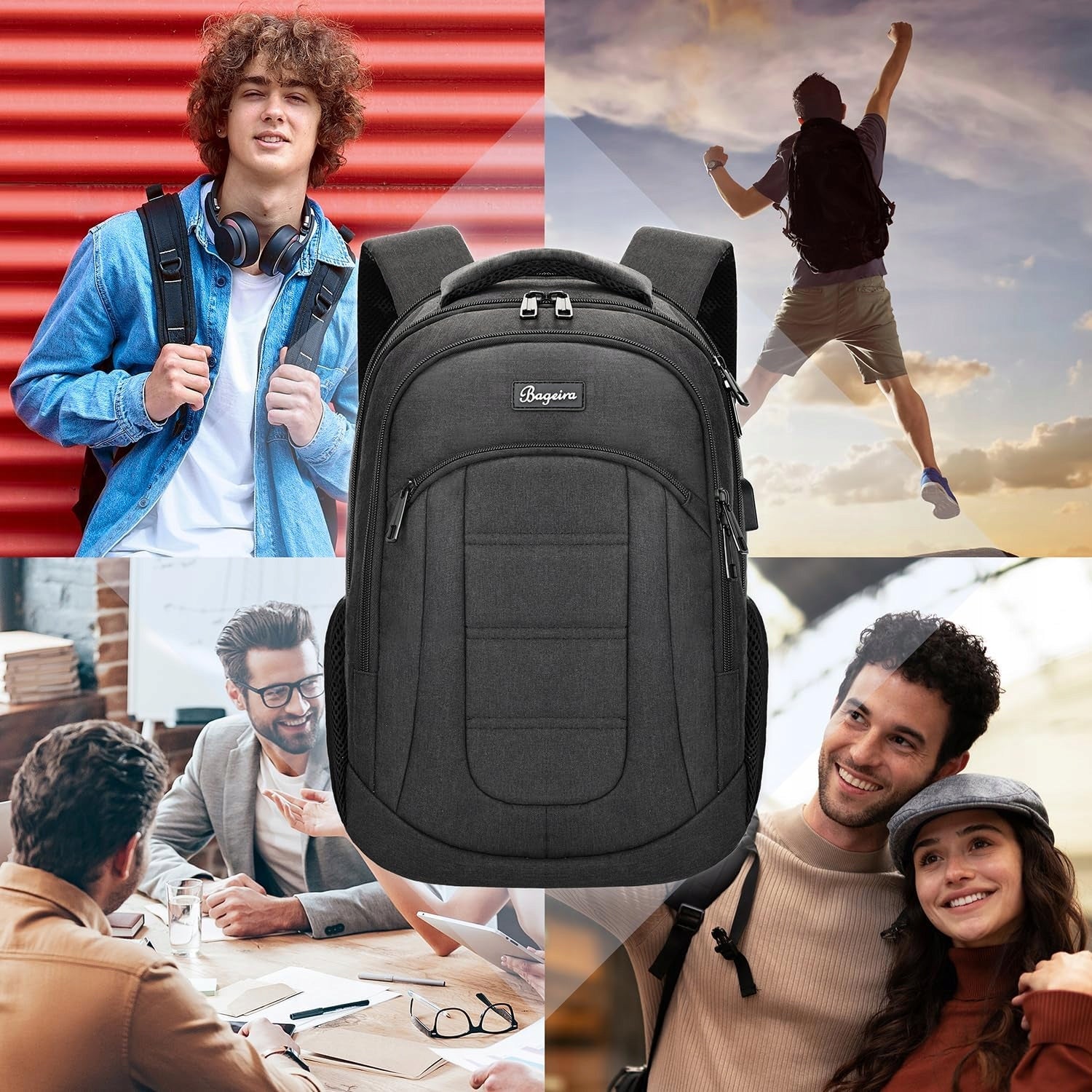 School Laptop Backpack Hand Luggage USB Waterproof Polyester Strong Manufacturer code 5017416826938