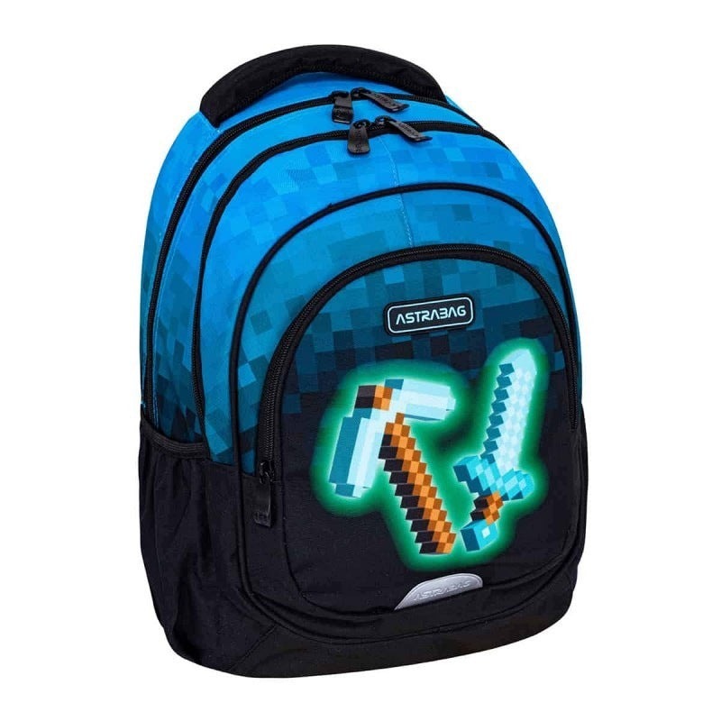 School Set BACKPACK Blue Pixel Minecraft | 5 Elements Manufacturer code ZES009563