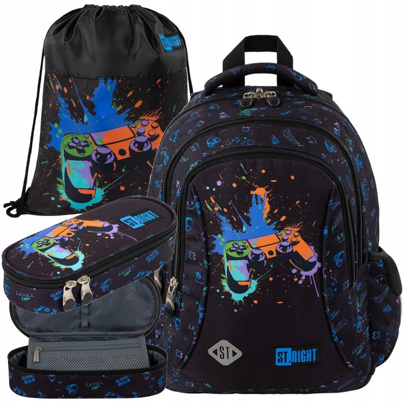 School Set BACKPACK Pencil Case Bag Pad Controller Joystick Splash