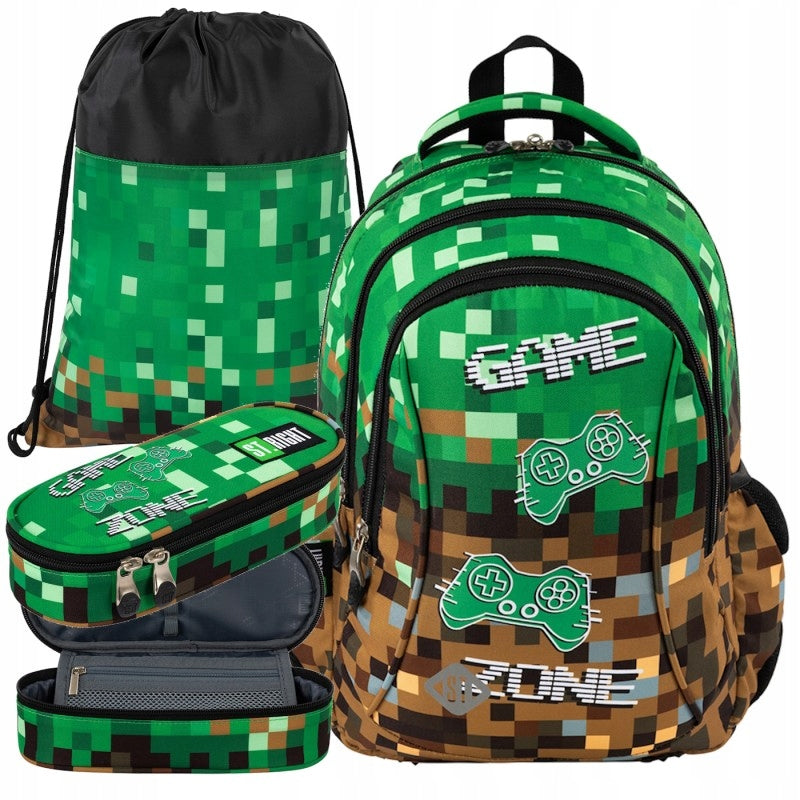 School Set BACKPACK Pencil Case Bag Pixel Pixels Game Zone For Player