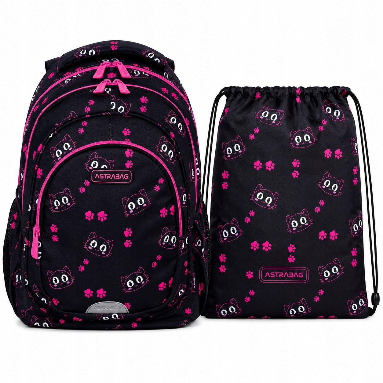 School Set Backpack Bag ASTRABAG For Girls Kitten Cats Cat Eyes