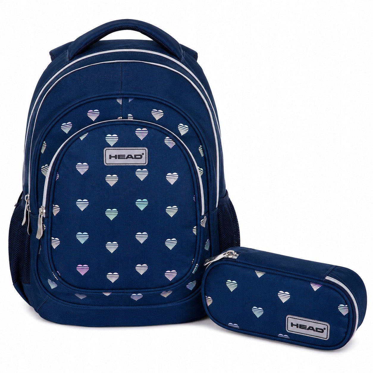 School Set Backpack Pencil Case HEAD For Girls Heart Holo Hologram