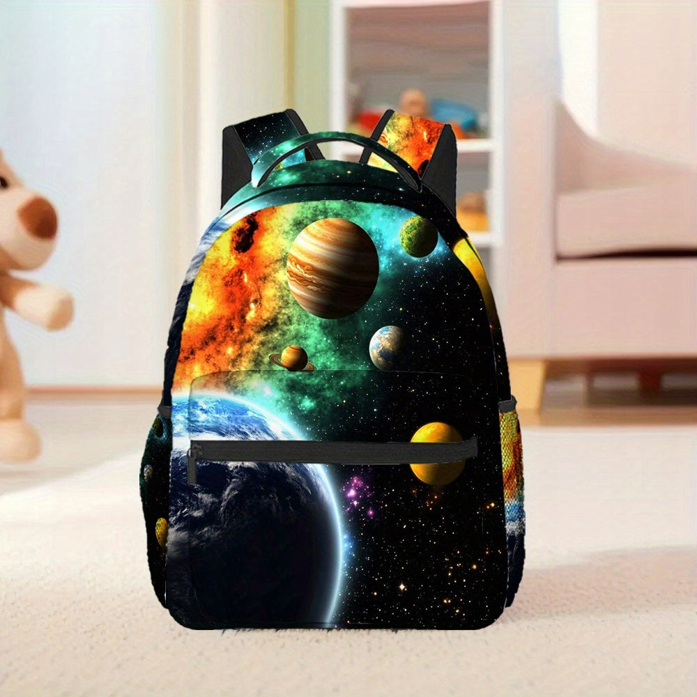 School Travel Backpack with Cosmic Symphony Space Print for Teenagers