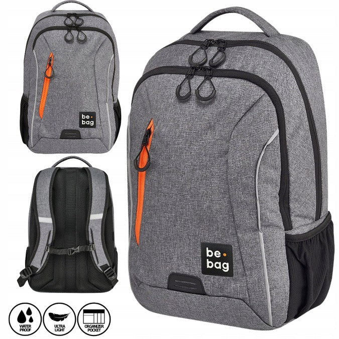 School backpack 18l be.bag grey Grey Melang HERLITZ